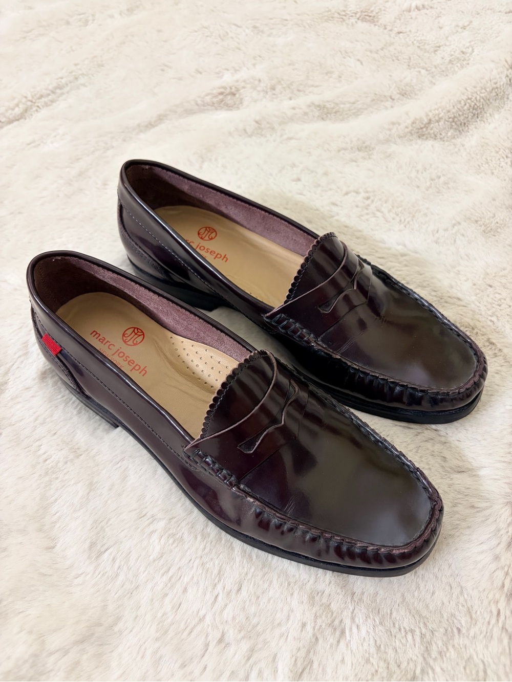 NWOB Marc Joseph NY East Village 2.0 Oxblood Leather Penny Loafers Size 8